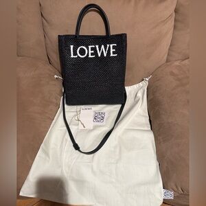 Loewe Standard Tote 2-Way Raffia Black With Dustbag